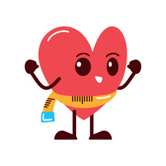 Healthy heart with measuring tape icon