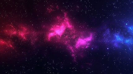 Obraz premium A stunning cosmic scene featuring vibrant pink and blue nebulas set against a dark starry background, evoking the beauty of the universe.