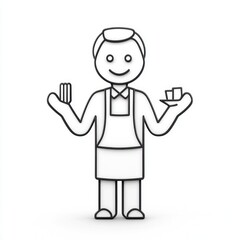 3D glyph representing a minimalist waiter against a white background.