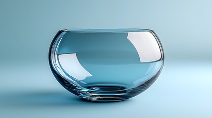 Elegant and modern glass bowl with a transparent and reflective surface highlighted by professional studio lighting in a clean and minimalist setting  Ideal for product photography interior design