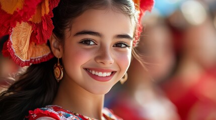 Feria de Abril, Seville flamenco dancers in colorful dresses, decorated horses, tourists enjoying...