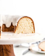 Delicious Cake Slice on a White Stand