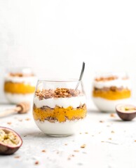 Creamy Yogurt Dessert with Granola and Fruit Topping