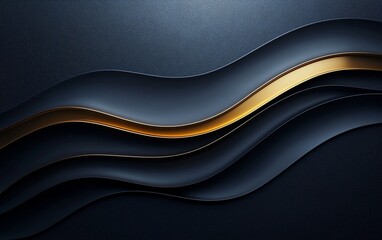 Fototapeta premium Abstract dark blue and gold wavy background.