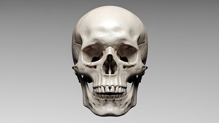Obraz premium Human Skull Anatomy Detailed 3D Model, Frontal View, Bone Structure
