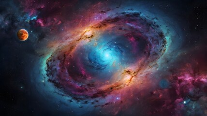 fantasy colorful galaxy with beautiful planets generative ai
