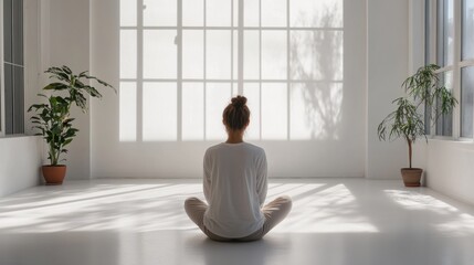 Chronic back pain relief through mindful breathing in a quiet room. Featuring mental clarity and muscle relaxation