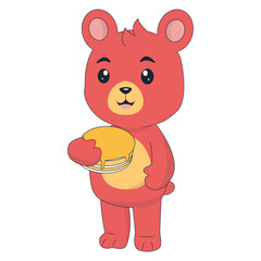 Cute Bear Cartoon Character Isolated on White Background. Vector Illustration.