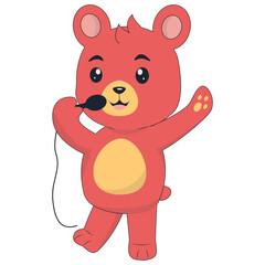 Cute Bear Cartoon Character Isolated on White Background. Vector Illustration.