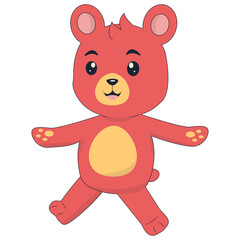 Cute Bear Cartoon Character Isolated on White Background. Vector Illustration.