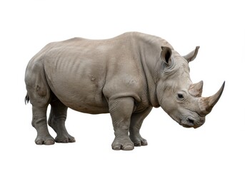 Photorealistic rhinoceros white rhinoceros side view full body