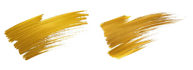 Golden brushstroke png clipart cutout transparent isolate. A Dynamic Golden Brushstroke showcasing the fluidity and texture of the metallic paint as it curves and swirls across the dark surface.