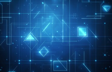 Abstract Futuristic Technology Background with Glowing Lines and Geometric Shapes