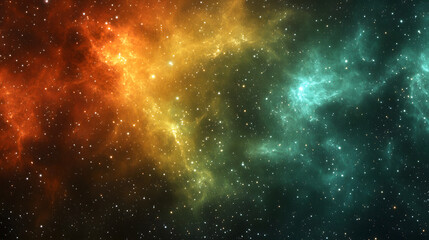 Naklejka premium Vibrant cosmic nebula with colorful gases and distant stars