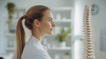 Chronic back pain relief through spinal alignment exercises in a peaceful therapy room. Featuring correction and relief