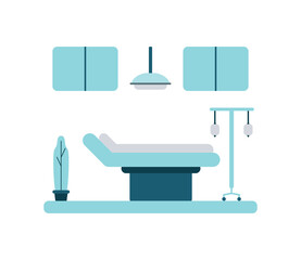 Medical examination room with bed icon
