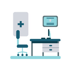 Doctor room with medical equipment icon