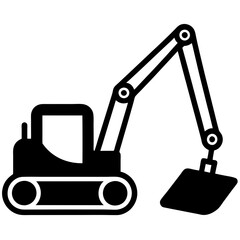 excavator on white background