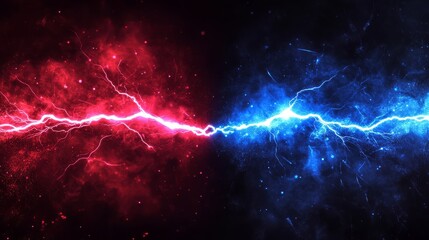 Fototapeta premium Red and blue colors represent struggle and confrontation.