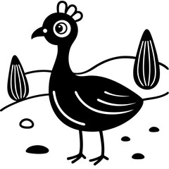 cartoon chicken with a flower