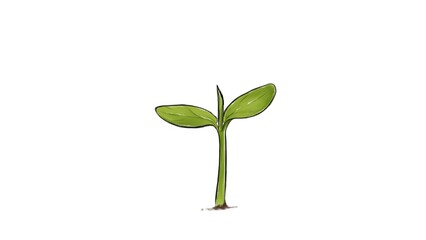 Pencil Sketch of a Growing Plant Shoot Illustration. Earth day and nature aset