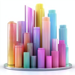 Obraz premium Colorful Cylindrical Structures Abstract Cityscape Modern Design Geometric Pattern Rainbow Hues