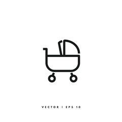 Baby Stroller Icon. Editable Stroke