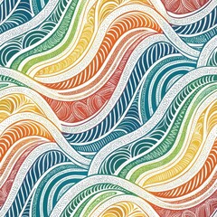 Vibrant wave patterns abstract art digital design colorful environment eye-level view artistic expression