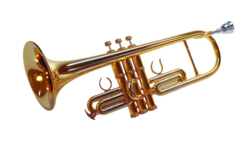 Golden trumpet isolated on black background