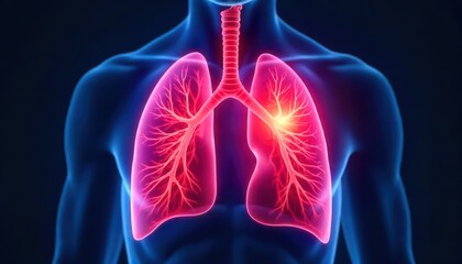 X-Ray Anatomy of the human lung. Lungs affected by a virus or disease.