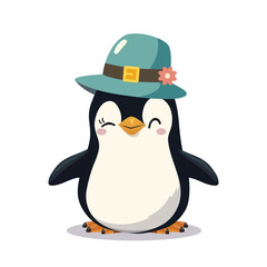 Cute penguin wearing hat