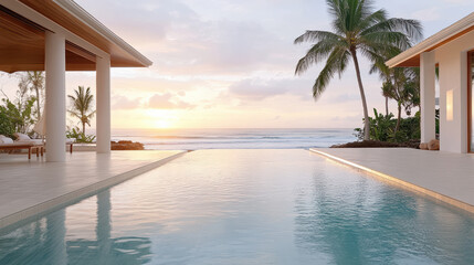 serene infinity pool overlooking tranquil ocean at sunset