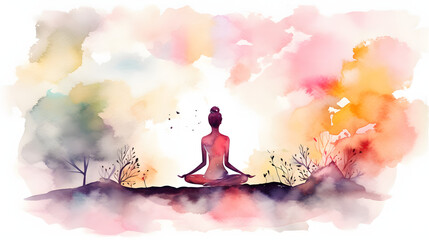 Yoga and Meditation Retreats watercolor painting