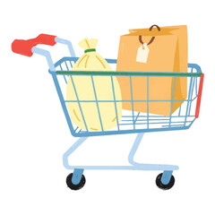 Illustration of Shopping Cart Representing Retail Industry Isolated on White Background