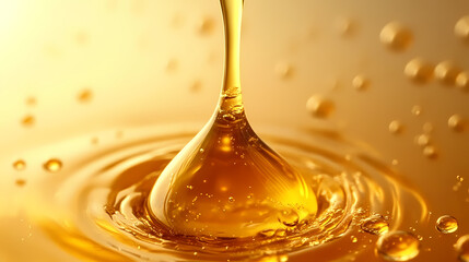 Golden Liquid Droplet with Ripples and Bubbles