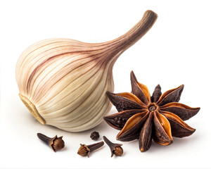 Exotic Organic Spices, Vegetables & Fruits &ndash; Natural Food Flat Lay from South Asia.