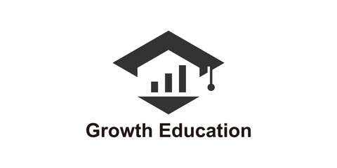 Fototapeta premium logo design combination of graduation cap and financial graphics, logo for investment education, success, profit, symbol, icon, idea, creative.