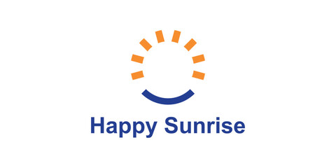 logo design combination of smile and sun, logo for morning mood symbol, icon, idea, creative.