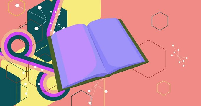 Retro 70s Background animation with book. Groovy Education. 1970s art video. Minimalistic Vintage design, old-fashioned color artwork.
