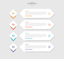 4 points template comparison concept for infographic with diamond base shape on vertical list process with drop shadow style with two point list information