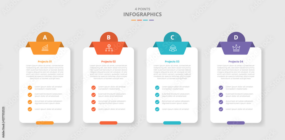 Fototapete 4 points template comparison concept for infographic with box table container with checklist and cir