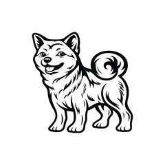 Obraz premium Stylized cartoon dog character with a curled tail and happy expression in a bold black and white design