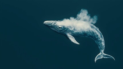 Fototapeta premium Majestic Whale Swimming Gracefully Through Deep Ocean Waters