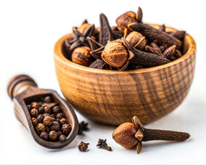 Exotic Organic Spices, Vegetables & Fruits &ndash; Natural Food Flat Lay from South Asia.