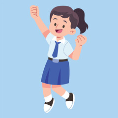 Flat Junior High School Illustration