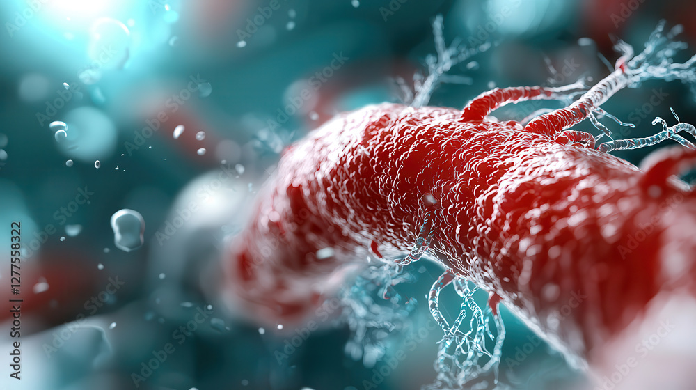 Aufkleber detailed visualization of blood vessel with oxygen molecules, showcasing intricate textures and vibr