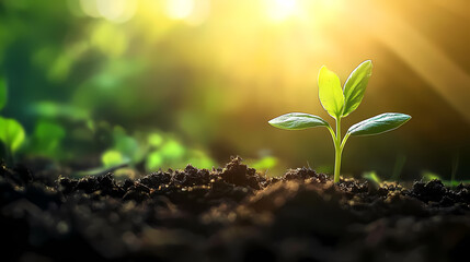 Young Green Plant Growing in Sunlight