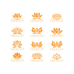 Abstract lotus logo design, Stylized lotus flower icon design 