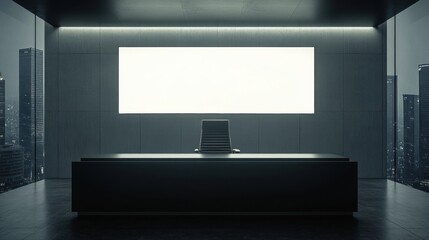 Modern Office Interior with Desk and City View Minimalist Corporate Workspace Design