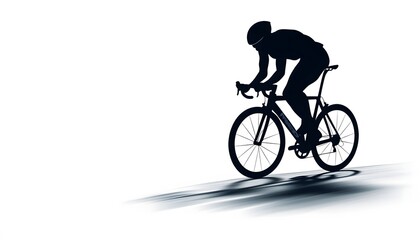 Naklejka premium Cyclist silhouette riding bicycle with motion blur on road